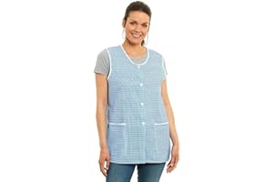 TESMARK Ladies Dogtooth Buttons Through Design Piping Tabard Apron Overalls Front Pockets Stylish Tabards for Women Casual Aprons for Women to Use in Home Kitchen Restaurants Coffee Shops UK Made