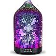 Essential Oil Diffuser Glass Aromatherapy Electric Scented Oil Aroma Diffusers Ultrasonic Waterless Auto Shut Off with 7-Color LED Lights for Home Office Yoga SPA Gift 120ml-3D Butterfly