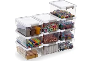 Citylife Zestaw 10 małych pojemników do przechowywania z pokrywką, możliwość układania w stos, uchwyt klipsa, małe części, 1,25 l