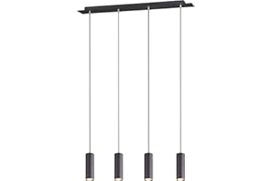 ‎LIGHTLING lightling modern Pendellampe Julie, 4-flammige Pendelleuchte schwarz matt Metall, Esszimmer Küche Wohnzimmer, 4 x GU10 max. 35W, ø 6 cm, höhenverstellbar max. 150 cm, Breite 75 cm