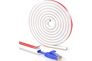 MIDUKIT Cache-câble, Auto-adhésif, Cache-câble en PC Souple, Cache-câble TV Mural pour système de Gestion des Cache Cable Sol, Cache-câble Mural,15mm (W) x 10mm (H) x 4-Meter Lengths (4-Meter), Blanc