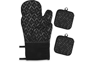 Topflappen Handschuh, Ofenhandschuhe Topflappen Topfhandschuhe 4er Set, Baumwolle rutschfeste Topfhandschuhe, Waschbare Backo