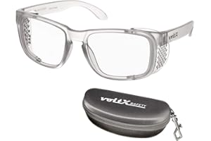 voltX 'CRYSTAL' Full Lens Magnified Reading Safety Glasses UKCA & CE EN166F certified (+2.0 Dioptre, Clear lens) -Anti fog coated UV400 lens + Case