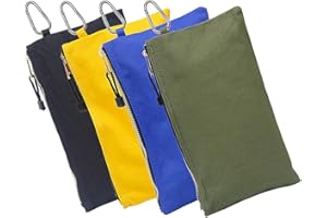 HRX PACKAGE Tool Pouch,Canvas Zipper Small Tool Bags Heavy Duty Sturdy Utility Organisers Bags with Tough Metal Carabiner(4PCS,18 x 30cm)