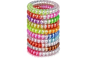 JessLab Espiral Corbatas en Pelo, 10 Pcs sin Rastro Cintas de Cordón Telefónico bobinas de Plástico Porta Cola de Caballo Accesorio para Cabello sin Daños para Mujeres Niñas, Colores Surtidos (#3)