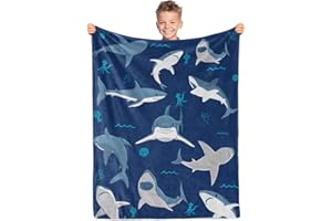 ‎BIAPIAN Hai Kuscheldecke, Hai Decke Geschenke Jungen, Flauschige Ozean Hai Fleecedecke für Kinder Männer Mädchen, Weiche Schwarz Blau Hai Kinderdecke für Teenager Geschenk Couch Sofa Bett Deko (130x152CM)
