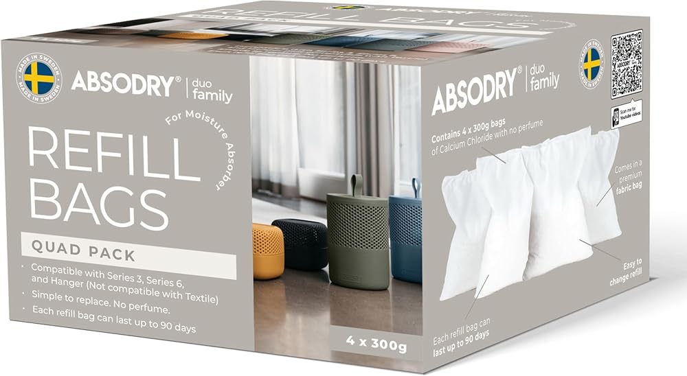 ABSODRY duo family Series 3 Dehumidifiers (Refill, 300 grams (4-Pack))