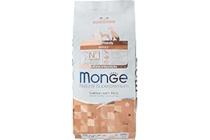 Monge Natural Superpremium Adult Salmon And Rice, per Tutte Le Razze (Cibo Secco per Cani con Salmone e Riso, Molto Ricco di Fibre e vitamine, 12 kg)