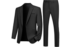 Autsel Mens Suits 2 Piece Slim Fit Wedding Formal Tuxedo One Button Business Suit Jackets Blazer Trousers
