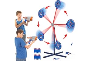 STEM MATCH Juguetes para niños a partir de 4 a 10 años, juego de disparos automático giratorio con 2 pistolas de juguete y 20 pistolas de espuma Blaster regalo para niños y niñas, exterior e interior