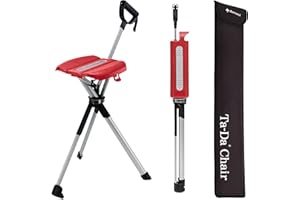 STEP2GOLD Ta-Da Chair Series 2 - Walking Stick with Seat, Lightweight Aluminium Pole Frame & Sturdy Foldable Stool (up to 136kg), Easy Folding Design, Ideal for Hiking & Outdoor Activities