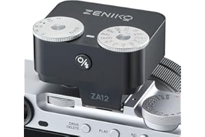 ZENIKO ZA12 Kamerablitz mit Doppelrad, Retro-Mini-Kamerablitz mit Automatikmodus, wiederaufladbarer Typ-C-Blitz, 60g leichtes, tragbares Fotoblitzlicht für spiegellose und DSLR-Kameras (Black)