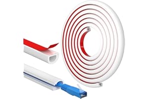 FIXCHORD Cable Duct Self-Adhesive, Cable Duct Small, Cable Floor Cover, Semicircular Cable Guides, Flame Retardant, Paintable, Cable Ducts for Home, Office - 15 x 10 mm x 3 m Length - White