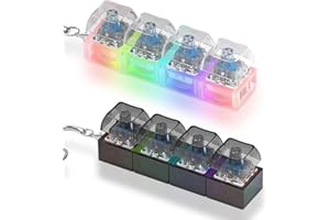 JOALPYSM 2 Pcs Keyboard Fidget Toy, Fidget Keyring, Keyboard Fidget Keychain with Lamp, Funny Stress Relief Toys for Adults Kids, Keyboard Fidget Clicker Decompression Gift for Boys Girls