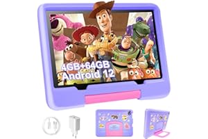DUODUOGO Tablet 10 Pulgadas Android 12, Tablet para Niños 4GB RAM 64GB ROM/TF 128GB, Control Parental, Kids Educativos, Tablet Infantil WiFi, Dual Cámara, 6000mAh, Tablet con Funda EVA