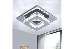 DELIPOP Modern Crystal Chandeliers, 12W Small Semi Flush Mount Ceiling Light Fitting, Ceiling Lights Living Room for Bedroom Dining Room (Cool White)