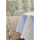 D&uuml;z beyaz &ccedil;i&ccedil;ekli yuvarlak muşamba masa &ouml;rt&uuml;s&uuml; pvc astarlı kaymaz leke tutmaz 138 x 138 cm Beyaz 140 x 140