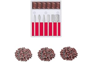 ‎WEIYI 6 pcs Hartmetall Fräser Fräseraufsatz Nagel Bit Diamond Bohrer und 300 Schleifbänder Schleifhülsen Für Nagelfräser Manicüre Pediküre