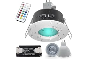 Planetitaly Foco empotrable blanco LED 6 W 12 V cromoterapia IP65 cabina de ducha baño turco lámpara GU5.3 RGB 3000 K 6000 K mando a distancia IR (color blanco, luz RGBW + 3000 K)