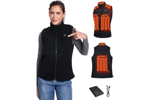 WUEAOA Beheizbare Weste Damen, Heizweste Damen, Wärmeweste Mit Akku, Beheizte Weste, Damen Beheizte Fleece mit 10000mAh Akku,6 Vergröberten Heizplatten,für Pendeln,Outdoor-Aktivitäten, Wandern, Winter