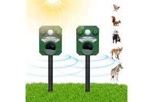 Flintronic Ultradźwiękowy odstraszacz zwierząt, wodoszczelny, z czujnikiem ruchu PIR, częstotliwość 12,5-25 kHz, lampa błyskowa do odstraszania kotów, psów, ptaków, lisów, szczurów, kun