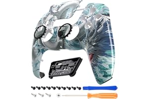 eXtremeRate LUNA Redesigned Front Shell Touchpad Compatible with ps5 Controller BDM-010 020 030 040 050, Jade Dragon Cloud Dominator Replacement Faceplate Case Touch Pad Compatible with ps5 Controller