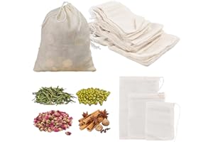 ASTRALONG 50 Pezzi Sacchetti per Spezie, Bustine per Tè Sfuso con Coulisse, Sacchetti di Cotone per Cucinare, 3 Misure, Riutilizzabili, da Riempire Autonomamente, per Filtro da tè, Caffè, Cucina