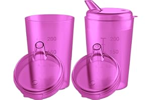 THERACASO Schnabelbecher Set – 3x 250 ml Schnabeltasse inkl. je 3 Deckel (4x4 mm & 12x10 mm Öffnungen) für Senioren, Kinder & Patienten mit eingeschränkter Motorik – spülmaschinenfest (Magenta/Pink)