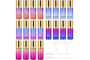 VEGENA 20 sztuk olejków eterycznych, butelki rolkowe, puste butelki, 5 ml, kulki ze stali nierdzewnej, do ponownego napełniania, wielokolorowe butelki szklane na olejki eteryczne