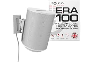 SOUND BASS ERA100 Uchwyt ścienny, z funkcją pochylania i obrotu, biały, pojedynczy (1 szt), kompatybilny z Sonos ERA 100, łatwy montaż, w zestawie akcesoria montażowe