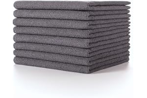 Lumimi Cleaning Cloth 8 Piece Microfiber Ultrafine Very Thick Wiping Drying Well Durable Reusable Size 15" x 15" Dark Grey, Pack of 8