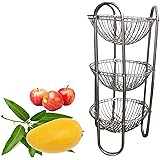 Oc9 Stainless Steel Fruits and Vegetables Round Trolley/Basket/Rack/Stand (Silver)