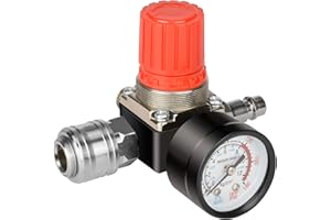 Noosverl Regolatore di pressione Aria da 1/4" per standard UE Valvola Compressore Aria di pressione a 4 fori - Regolatore pneumatico con manometro