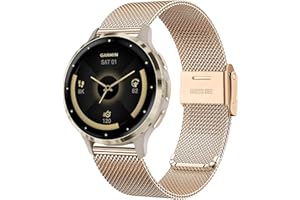VELULYX Metalowy pasek do Garmin Venu 2S/Venu 3S/Vivomove 3S/Vivoactive 4S, 18 mm pasek ze stali nierdzewnej do Fossil Ladies Gen 6/Gen 5E/Gen 4/Gen 3