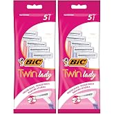 BIC Twin Lady Sensitive Shaver 5'li Kadın Tıraş Bı&ccedil;ağı, 2 Bı&ccedil;aklı Kullan At Tıraş Bı&ccedil;ağı, 2 Paslanmaz &Ccedil;elik Bı&ccedil;ak 2li paket
