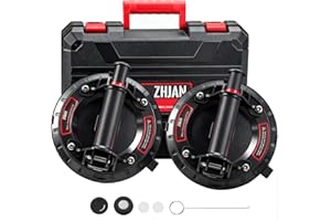 ZHJAN 8" Glass Suction Cups to Lift Large Glass,Glass Suckers Lifters with Handle and Carry Box,Industrial Glass Lifte for Replace Windshield Tile Marble Floor, 200KG Lifting Capacity(2 PACK)