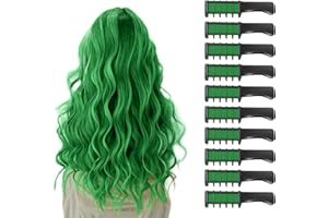 ‎MSDADA 10 Stück Haarkreide Kamm Temporäre Färben HaarfarbeKamm für Kinder Auswaschbar Ungiftig Perfektes für Mädchen Erwachsene Geburtstag Party Erntedankfest Weihnachten Halloween Cosplay(Grün)