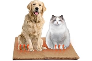 Fosoloni Selbstheizende Decke Katze & Hunde, 60x45CM Flauschig Selbstwärmende Katzendecke ohne Kabel, Wärmedecke Katze Extra Warme & Weich, Thermodecke Katzenbett Geräuschlos
