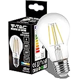 V-TAC Lampadina LED a Filamento con Attacco E27 6W (Equivalenti a 45W) A60-600 Lumen - Lampadine LED Massima Efficienza e Ris