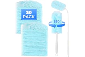 WLICH 30PCS Duster Refills Compatible with Flash, 360° Fluffy Dust Magnet Refill with Extended Handle, Disposable Microfiber Duster Refills for Cleaning