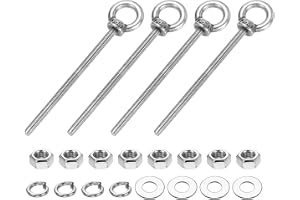 PATIKIL M3 x 50 mm axel öljettbultar 4 stycken 304 rostfritt stål lyftgängade öglestift med dubbelmuttrar fjäder och brickor