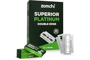 ZOMCHI Ostrza do golenia o podwójnej krawędzi, 100 sztuk żyletek do golenia, Pasuje do wszystkich standardowych maszynek do golenia o podwójnej krawędzi