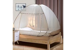 Moustiquaire de Lit, Digead Portable de Voyage Moustiquaire, Double Porte Camping Mosquito Rideau, 200 * 120 * 145cm Moustiquaire en Forme de Dôme à Installation Facile - Jante Marron