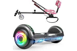 SISIGAD Hoverboard and Kart Bundle, 6.5 inch Self Balancing Scooter with Hoverkart, Hoverboards with LED Lights, Ideal Hover Board for Kids Teenagers Adults