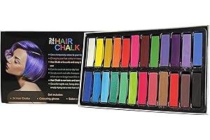 Cheerful Bargains 24 Piece Hair Chalk Set | Unisex Halloween Hair Accessory for Fancy Dress | Versatile and Creative Temporary Hair Colour Kit for All Hair Types | Children's & Adult's Dress-Up Extras