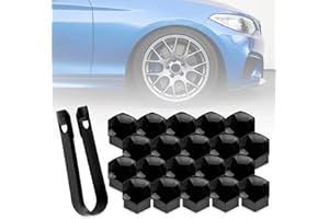 WT WISDOM TOGETHER WT Capuchons d'écrous de Roue, 20 Pièces Couvre écrous de Roue pour Conversion Automobile, Couvre Verrous Universel pour Conversion Automobile avec Outil pour écrous de Ø 21 mm (Noir)