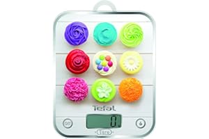 TEFAL BC5122V1 OPTISS DECOR, waga kuchenna, 5 kg, cyfrowa, funkcja tary, duża taca, baterie w zestawie, klasa energetyczna A, wielokolorowa