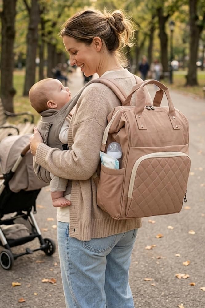Focux-07 Klinkır Anne Bakım Bebek Çantası Anne Çantası Sırt Çantası A.GRİ