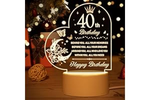 Vetbuosa 40th Birthday Gifts for Women and Men, 40 Years Old Birthday Gifts Night Light, 1985 40th Birthday for Friend, Dad, Mum, Husband, Wife Birthday Night Lamp