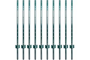 ARIFARO Metal Fence Posts 121cm / 4ft, Pack of 10, Sturdy Duty No Digging Garden U Post for Wire Fencing Steel Poles for Yard, Outdoor Wire